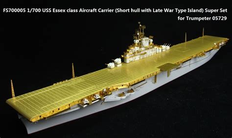 USS Essex Class Aircraft Carrier (Short Hull with Late War Type Island) Super Set for Trumpeter ...