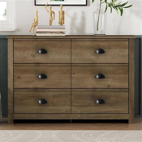 Geordano Drawer Knotty Oak Dresser In X In X In