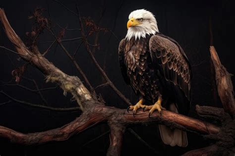 Premium Ai Image Bald Eagle Perched On A Tree Branch Staring Intently