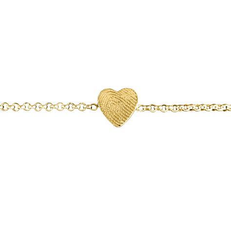 Gouden Hart Armband Met Vingerafdruk Ketting Hanger En Ring