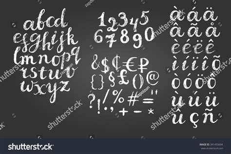 Chalk Script Font Lowercase Letters Digits Diacritics Letters