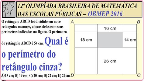 OBMEP 2016 FASE 1 NÍVEL 1 QUESTÃO 19 RESOLVIDA PROVA 12ª OLIMPÍADA