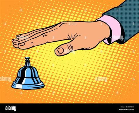 Reception Desk Call Bell Hand Stock Photo Alamy