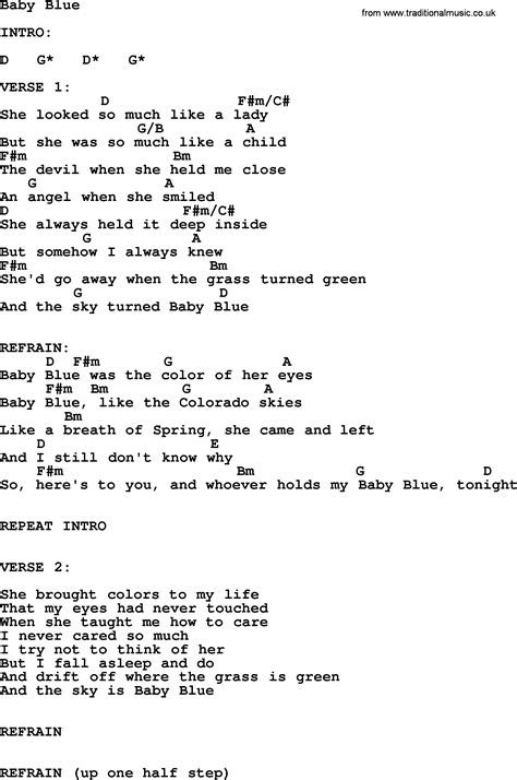 Baby Blue, by George Strait - lyrics and chords