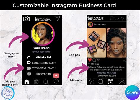 Diy Instagram Profile Business Cards Canva Template Business Etsy