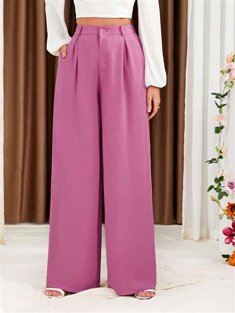 Shein Tall High Waist Plicated Detail Wide Leg Pants Shein Usa