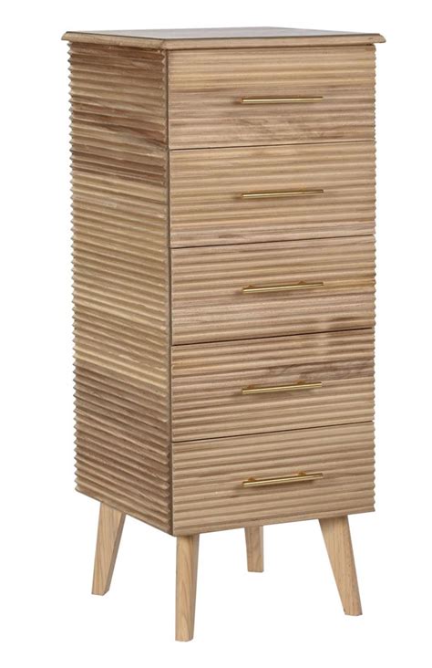 Chiffonnier Meuble De Rangement En Bois De Paulownia Et Mdf Coloris