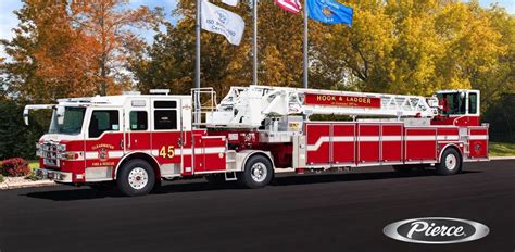 Red Fire Truck In Front Of American Flag