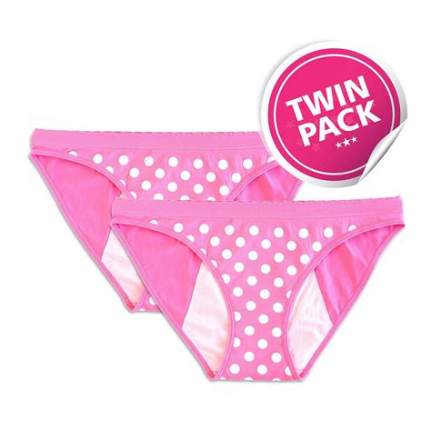 Stainfree Reusable Period Panty 2 Pack Pink Polka Dot Bikini L