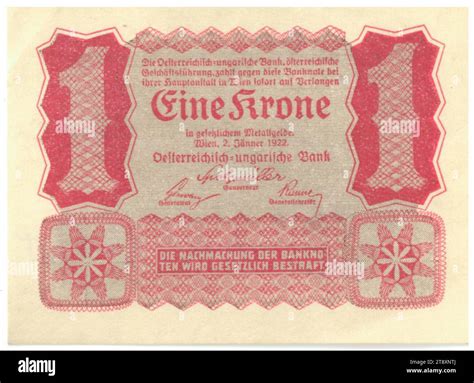 Banknote 1 Crown Rudolf Junk 1880 1943 Artist Austro Hungarian