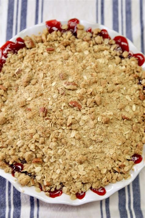 Easy Cherry Crisp Recipe With Cherry Pie Filling Miss In The Kitchen