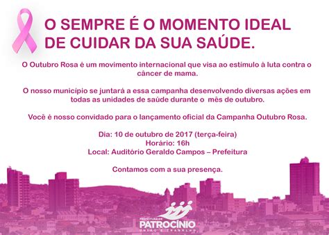 Secretaria Municipal De Saúde Lança Hoje Campanha Outubro Rosa