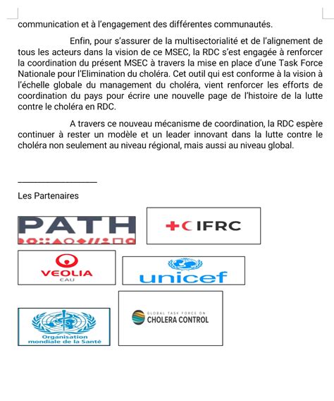 RDC adoption du Plan multisectoriel stratégique d élimination du