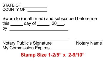 Affidavit Jurat Stamp Impression Notary Stamp Notary Seal