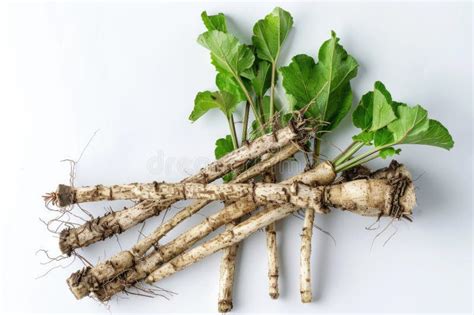 Fresh Burdock Root Arctium Lappa With Leaves Organic Herbal Plant For