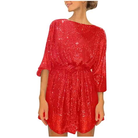 Chiccall Womens Sparkle Glitzy Glam Sequin Long Sleeve Flapper Wedding