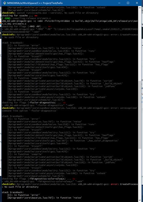 Gcc Xmake X W Mingw Gcc Error Createprocess No Such