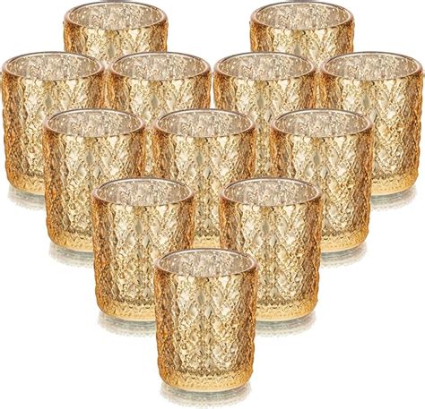 Amazon De Romadedi Teelichthalter Kerzenhalter Glas Gold Er Set