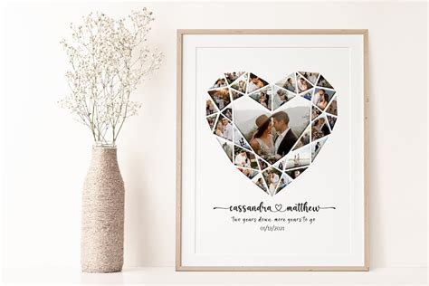 Custom Heart Photo Collage Anniversary Collage Gift For Etsy