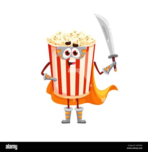 Cartoon Funny Popcorn Defender Character Cute Fast Food Dessert Hero