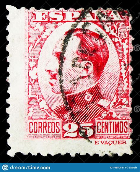 Postage Stamp Printed In Spain Shows King Alfonso Xiii Serie Circa