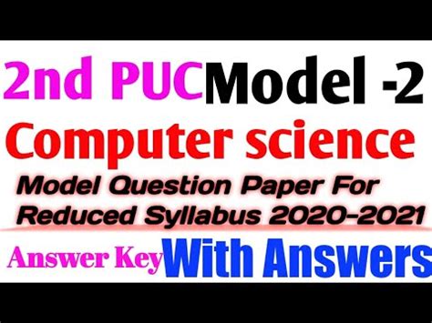 Nd Puc Computer Science Reduced Syllabus Model Question Paper