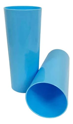 Kit De Vasos Largos Para Bebidas Ml Acr Lico Color Azul Claro