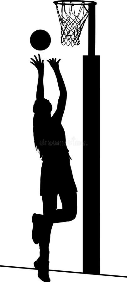 Silhouette of Girl Netball Player Shooting for Goal Stock Vector ...