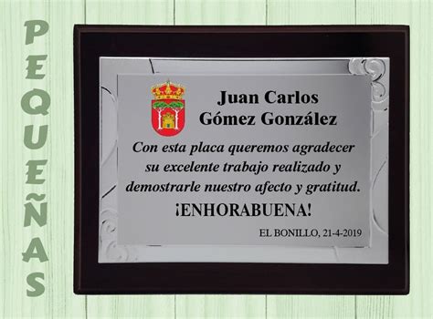 Placas Conmemorativas Personalizadas Don Grabado