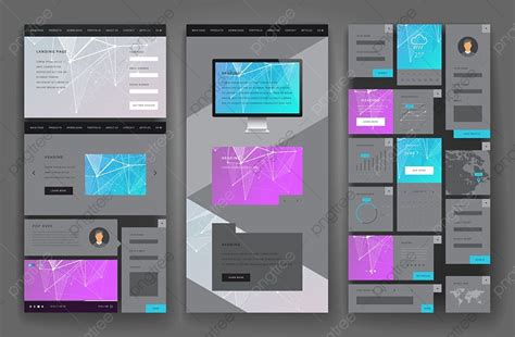 Dise O De Plantilla De Sitio Web Con Elementos De Interfaz Descarga