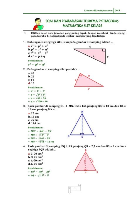 Soal Pythagoras Sudut Istimewa Matematika Kls 8 Materi Soal