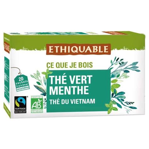 Thé vert à la Menthe BIO Ethiquable x 20 36 g La Belle Vie