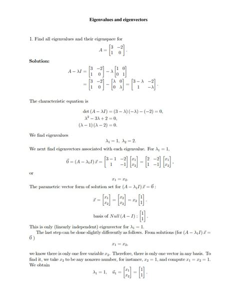 Solution Eigenvalues And Eigenvectors Solved Examples Studypool