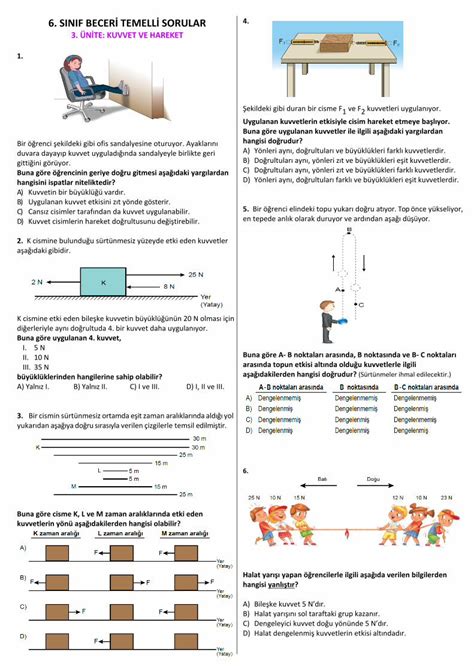 PDF 3 ÜNİTE KUVVET VE HAREKET ÜNİTE KUVVET VE HAREKET 1 Bir