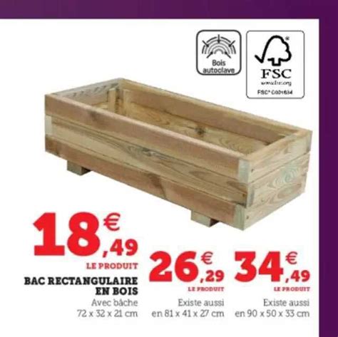 Promo Bac Rectangulaire En Bois Chez Hyper U ICatalogue Fr