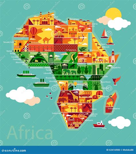 Mapa De La Historieta De Frica Ilustraci N Del Vector Ilustraci N De