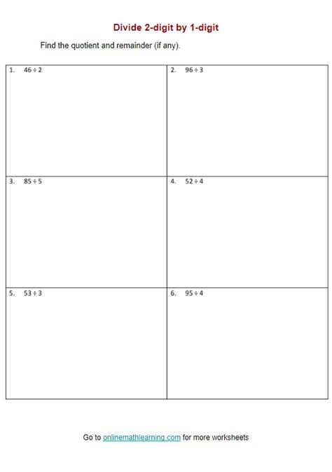 Divide Digit By Digit Worksheets Answers Printable Online Grade