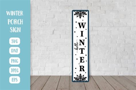 Hello Winter Porch Sign Svg Snowflakes Graphic By Labelezoka