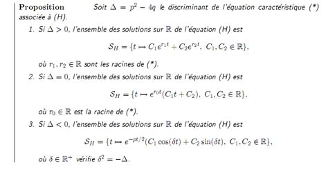 Equations différentielles linéaires du second ordre à coefﬁcients constants