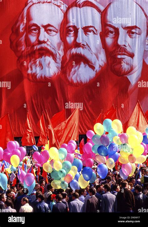 May 1 1987 Moscow RU A Huge Banner Depicting Communist