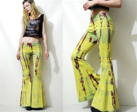 Bell Bottom Pants Tie Dye Flares Yellow Green Maroon Bohemian Etsy