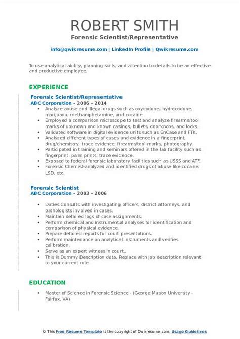 10 Forensic Scientist Resume Samples And Templates For 2025