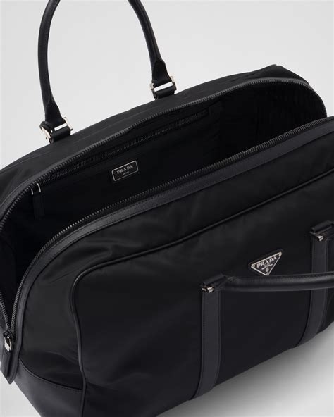 Black Re Nylon And Saffiano Leather Duffel Bag Prada