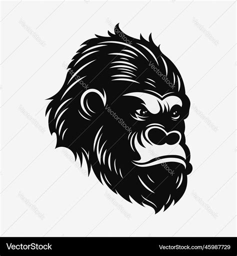 Angry gorilla head black and white logo Royalty Free Vector