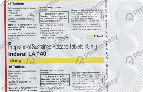 Inderal La 40 Mg Tablet 15 Uses Side Effects Price And Dosage