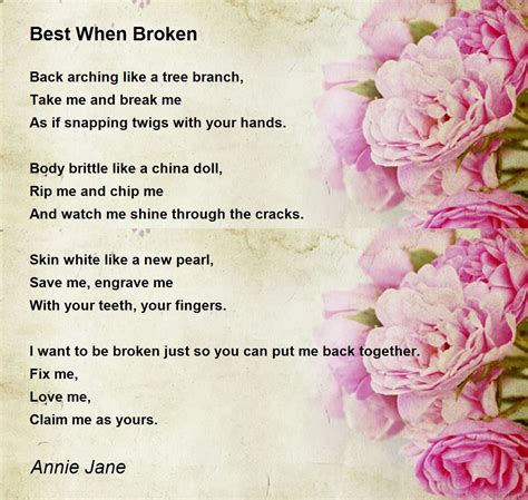 Best When Broken By Annie Jane Best When Broken Poem