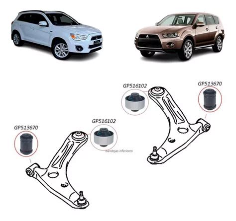 Kit Bucha Bandeja Suspens O Dianteira Asx Outlander Airtrek