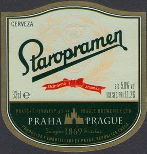 Drink Label H Ii Staropramen Cerveza Pivovar Staropramen Praha