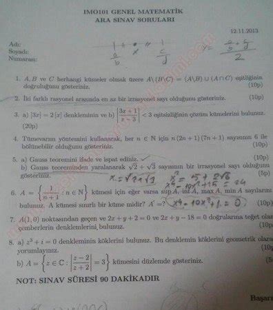 Genel Matematik Dersi Vize Sorular Vize Ve Final Sorular Payla M 149184