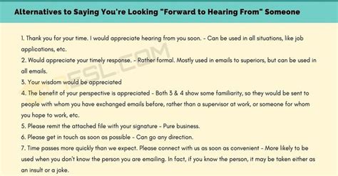 50 Great Alternatives To I Look Forward To Hearing From You 7ESL